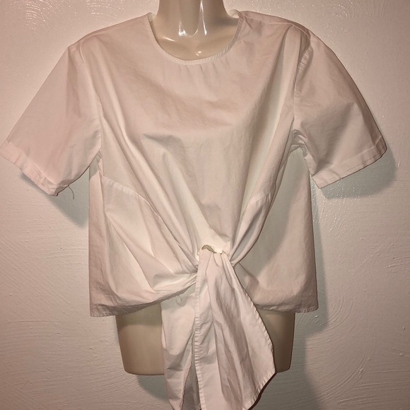 White Tie- Front button Down Back Top - Picture 2 of 7